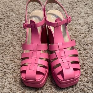 BP Vibrant Pink Strappy Platform Heels